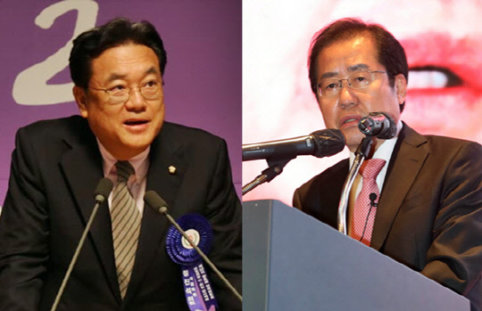 국민의힘 최다선(5선) 국회의원인 정진석(왼쪽) 의원과 홍준표(오른쪽) 의원.정진석 의원 페이스북·연합뉴스 사진 갈무리